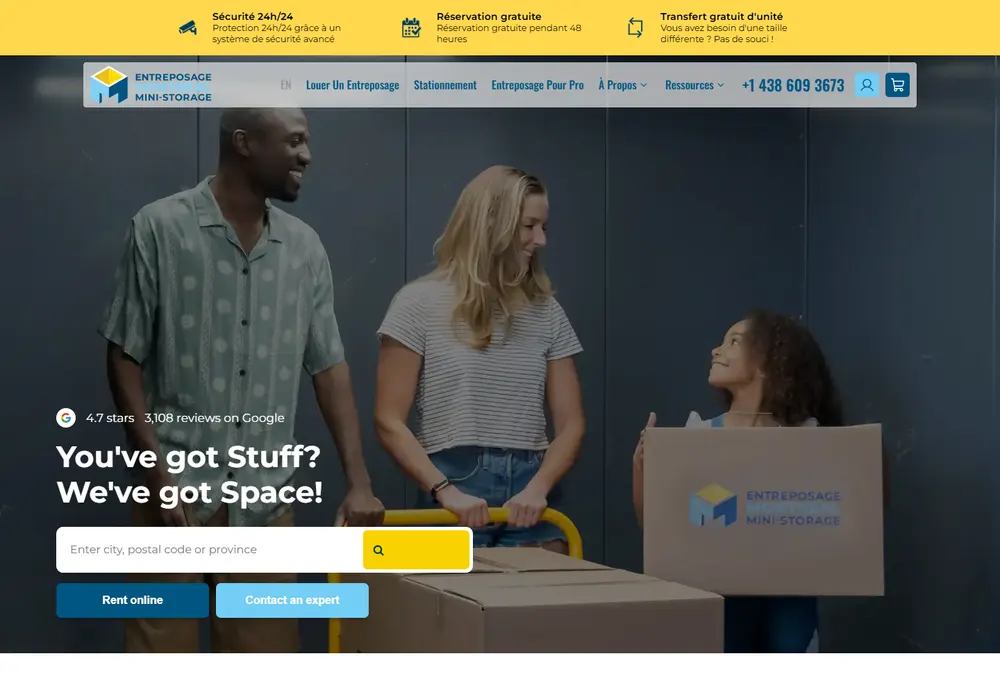 Mini Entrepots website screenshot